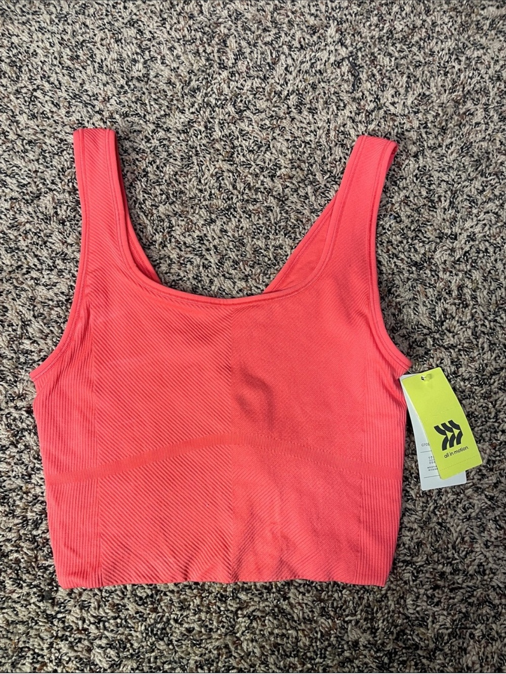 All In Motion Seamless Ribbed Crop Tank - Coral Red M NWT